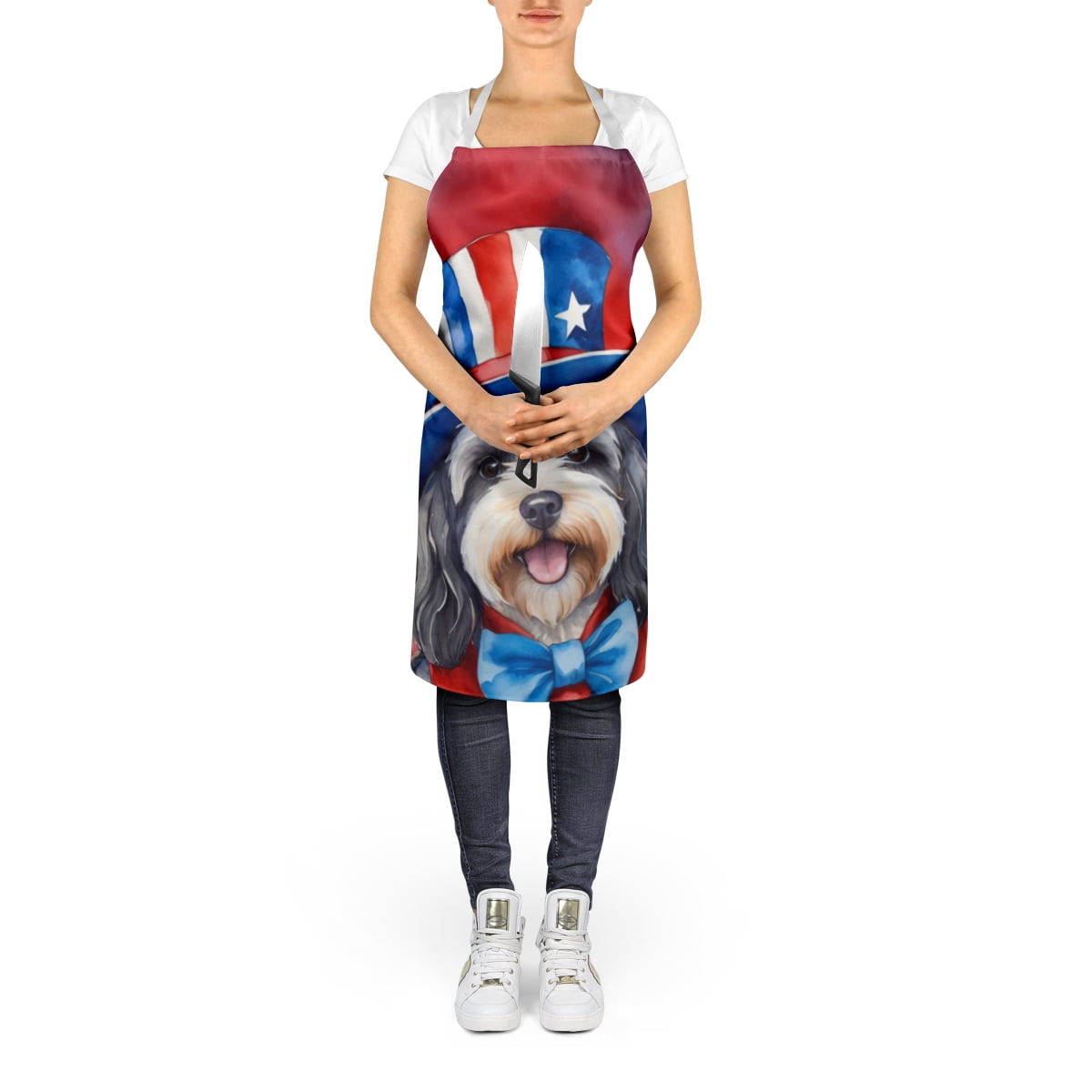 Tibetan Terrier Patriotic American Apron 27 in x 30 in