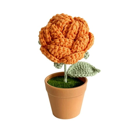 

REYYOISKA Hand Woven Flower Rose Potted Creative Desktop Bedroom Decoration Decoration Immortal Flower Finished Product