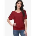 thumbnail image 6 of Women's Dolman Top Boat Neck Short Sleeve Solid Tees Casual T Shirt with Side Shirring Detail, 6 of 6