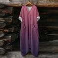 thumbnail image 4 of Gamivast Long Dresses for Women Oversized Baggy V Neck Long Sleeve Flowy Maxi Dress with Pockets Gradient Color Boho Dresses Casual Everyday Beach Dress, 4 of 7