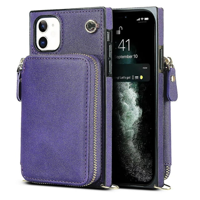 Funda tipo cartera para iPhone 11 con tarjetero y correa para el hombro para mujer