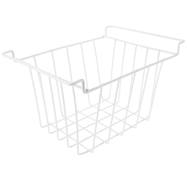 FENGGUIQU Baskets for Freezer Organization White Metal Basket Space-Saving Food Storage 1Pcs
