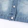 thumbnail image 5 of Tqcoqu Women's Lapel Distressed Washed Cropped Denim Jacket,Long Sleeve Button Down Trucker Coat,2026 Spring Fall Trendy Clothes,Blue Women's S-XXL, 5 of 8