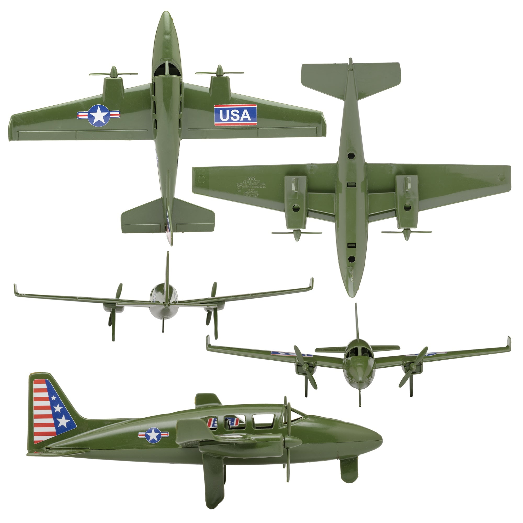 TimMee Prop Plane and Fighter Jet 2pc OD Green Plastic Army Men Air Support Walmart