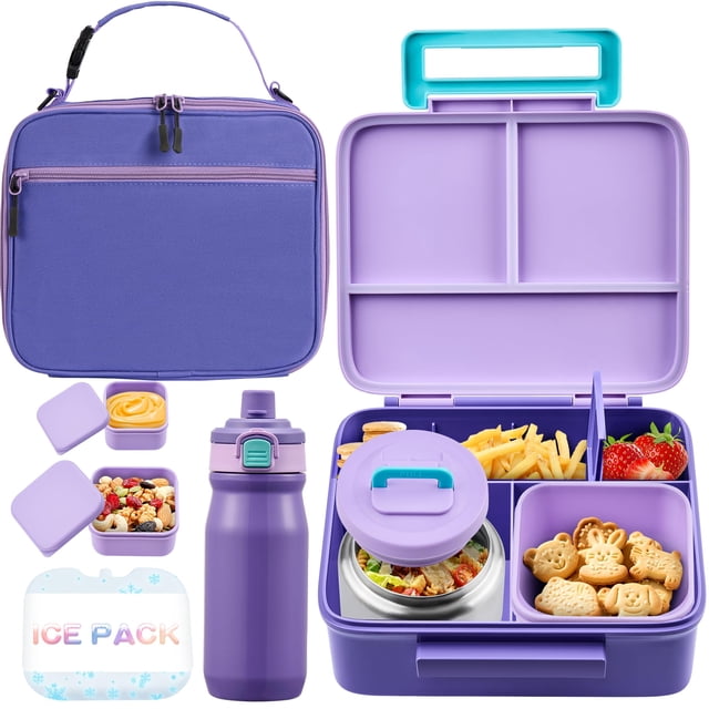 Juego de Lonchera Bento JXXM con Termo de 240ml, Set Antiderrames
