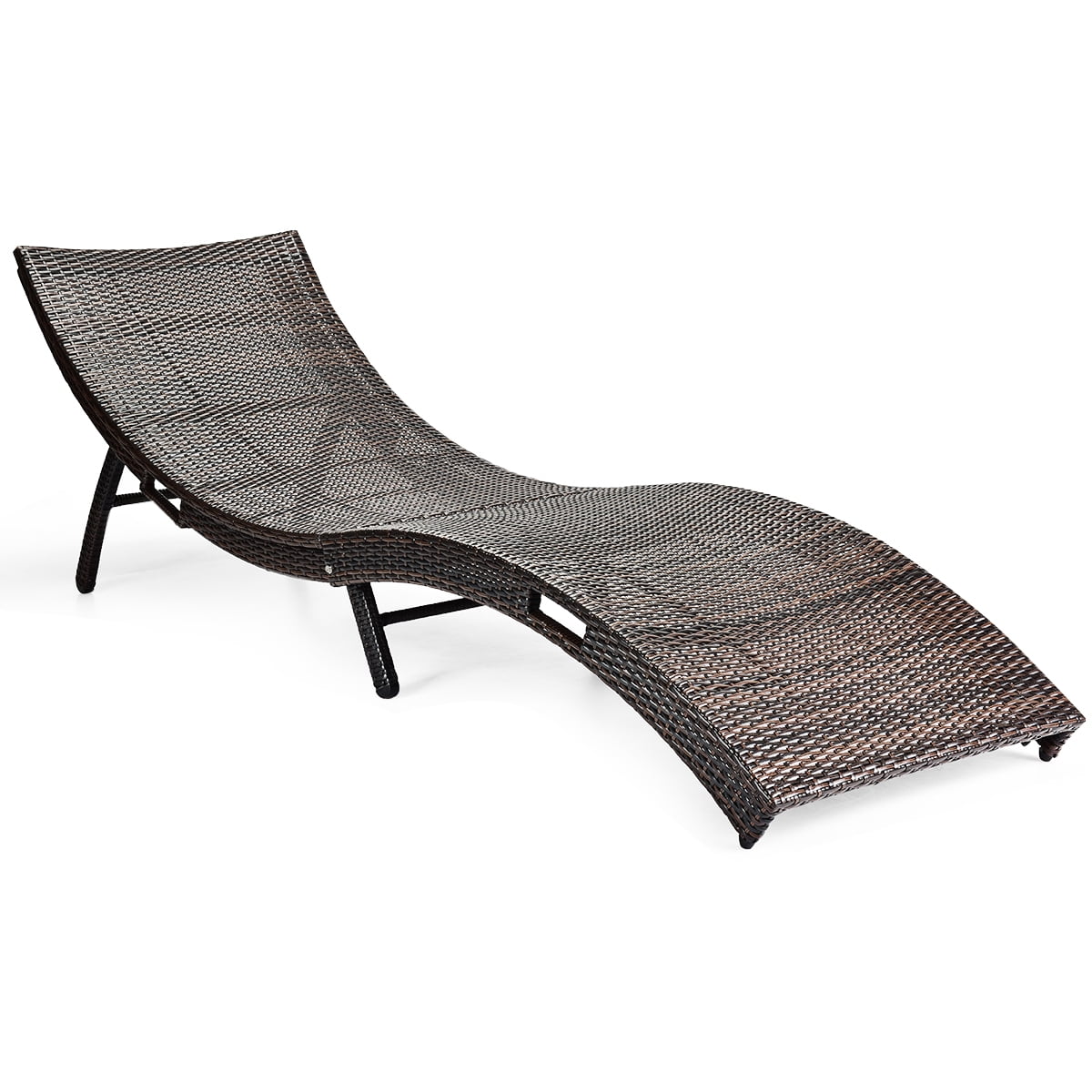 Giantex Outdoor Patio Rattan Wicker Lounge Chair Chaise Folding Couch