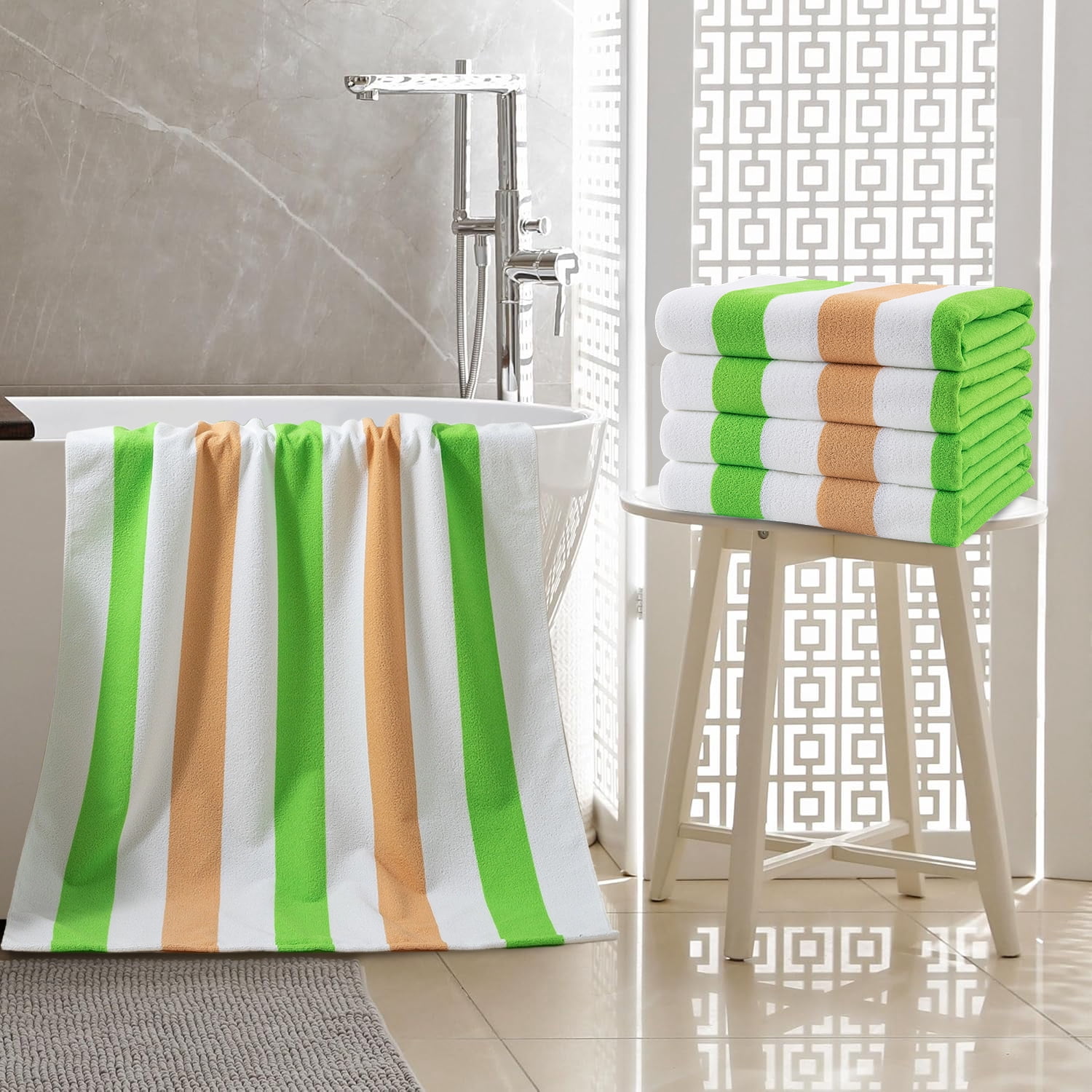 Beartech 4 Pack Oversized Microfiber Beach Towel, 30x60 inches Super Absorbent Quick Dry Camping Travel Towels Lightweight Outdoor Large Swim Towel for Adults Green