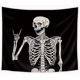 thumbnail image 5 of Tapiz de calavera para colgar en la pared, 51 x 59 pulgadas, esqueleto divertido, tema blanco y negro, decoración del hogar para hombres, mujeres, gótico, hippie, Halloween, bohemio, terror, roca, 5 of 5