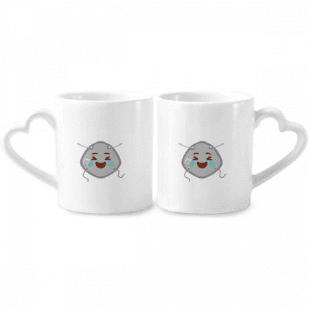

Laughing Crying Happy Head Expression Couple Porcelain Mug Set Cerac Lover Cup Heart Handle