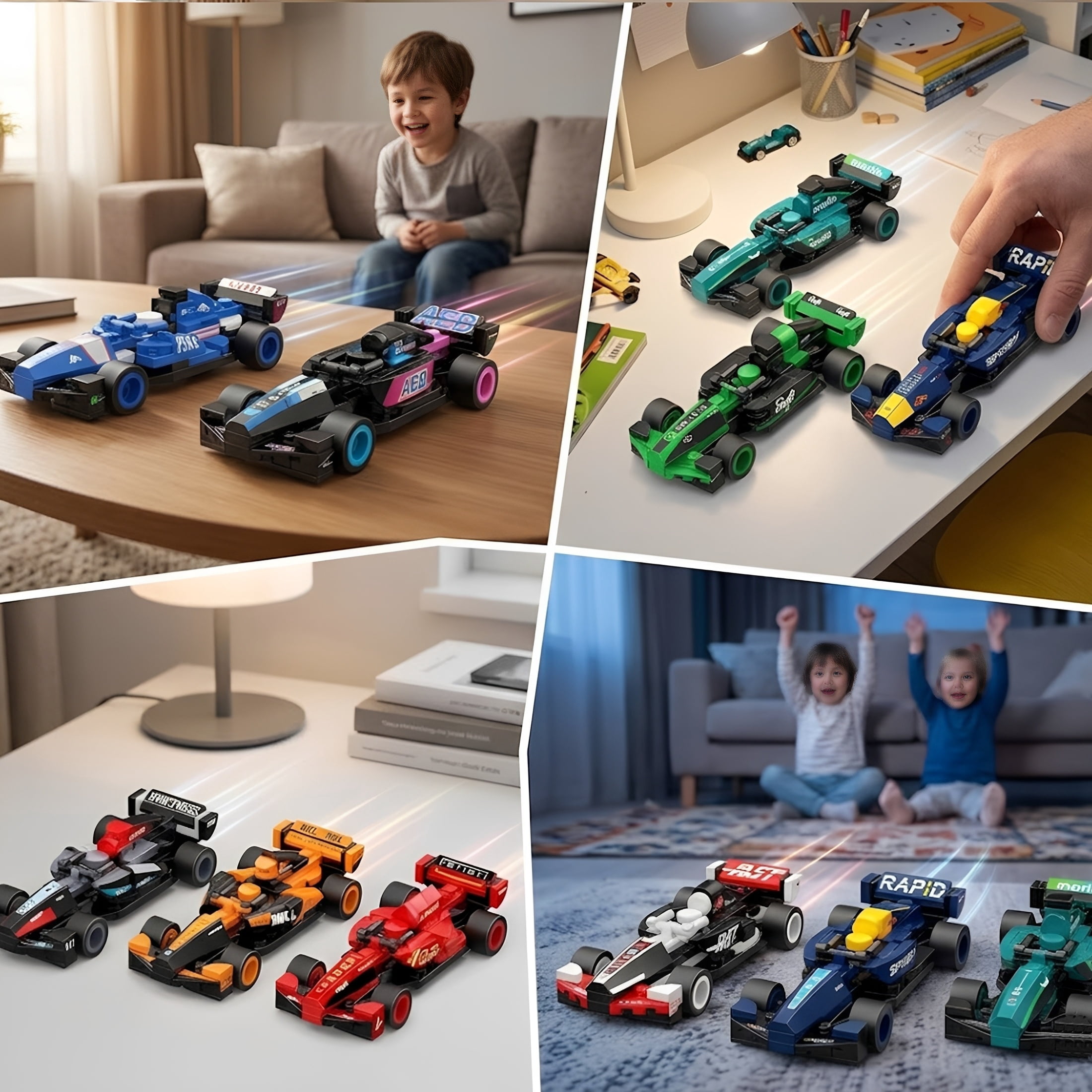 F1 Racing Car Building Blocks Set, 732 Pieces 10-in-1 Formula Car Bricks Kit, DIY Model Toy for Kids 6+, Creative STEM Building Set for Boys and Girls - Non-Electric