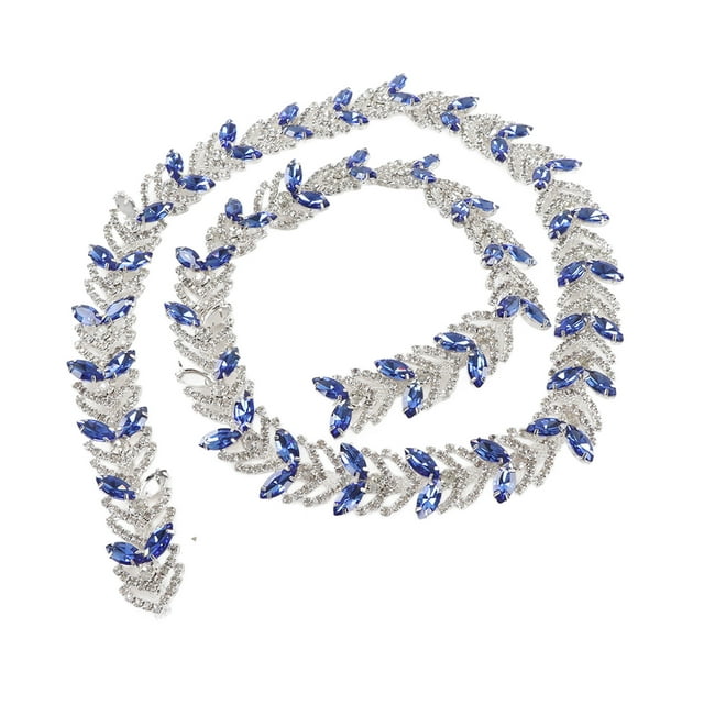 Rhinestone Chain Trim, Decoration 1 Yard 2.3cm Leaf Shape Gift Rhinestone Chain For Earring Belt Red,Green,Champagne,Royal Blue