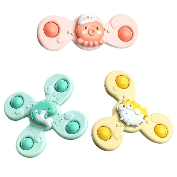 IROINID 3PCS Marine Life Cartoon Spinning Suction Cup Spinning Baby Bath Toys