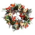 thumbnail image 2 of Artificial Fall Wreath for Front Door, Thanksgiving Maple Leaf Wreath with Mini Green Cream Pumpkins, Halloween Rustic Farmhouse Harvest Garland, 2 of 7