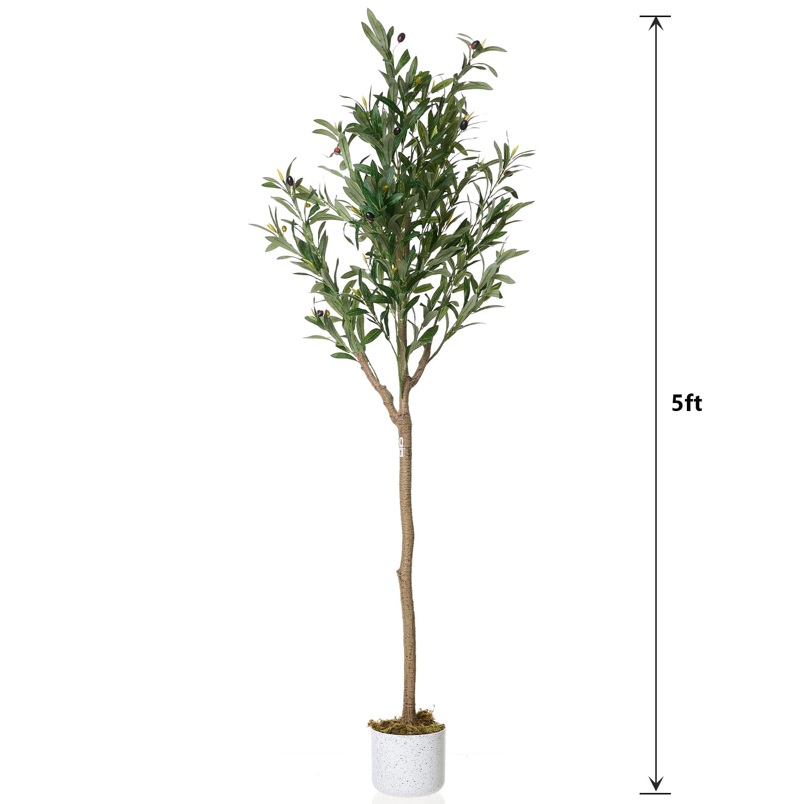 5FT Faux Olive Tree, Artificial Olive Trees with Lifelike Olive Branche and Fruits, Fake Floor Plants with Pot for Indoor Home Office Living Room Outdoor Decor