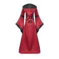 thumbnail image 4 of Turilly Women Casual Halloween Long Sleeve Splicing Solid Patchwork Gothic Cosplay Dress, 4 of 5