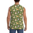 thumbnail image 4 of Fuzoiu Shiba Inu Dog And Flower Print Men's Sleeveless T-shirt,Sleeveless Tee Shirts,Quick-Dry Athletic Tank Top for Gym, Running, Sports & Outdoor Activities-Small, 4 of 7