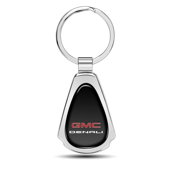iPick Image for GMC Denali Black Dome Chrome Metal Teardrop Key Chain, Official Licensed