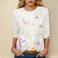 thumbnail image 2 of YDFCWXW 3/4 Length Sleeve Womens Tops Casual Loose Fit Crewneck T Shirts Cute Tunic Tops (Light Purple, M), 2 of 4
