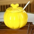 thumbnail image 6 of Litrail Pumpkin-Shaped Ceramic Jar with Airtight Lid & Spoon, Heat-Resistant Glazed Ceramic for Halloween Thanksgiving, Tea/Spice Storage & Kitchen Decor, 1PC Yellow, 6 of 6
