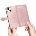 thumbnail image 5 of Dteck for Apple iPhone 15 Wallet Case with Card Holder,Shockproof PU Leather Kickstand Card Slots Case,Embossed Floral Cover with Hand Strap for iPhone 15,Rosegold, 5 of 7