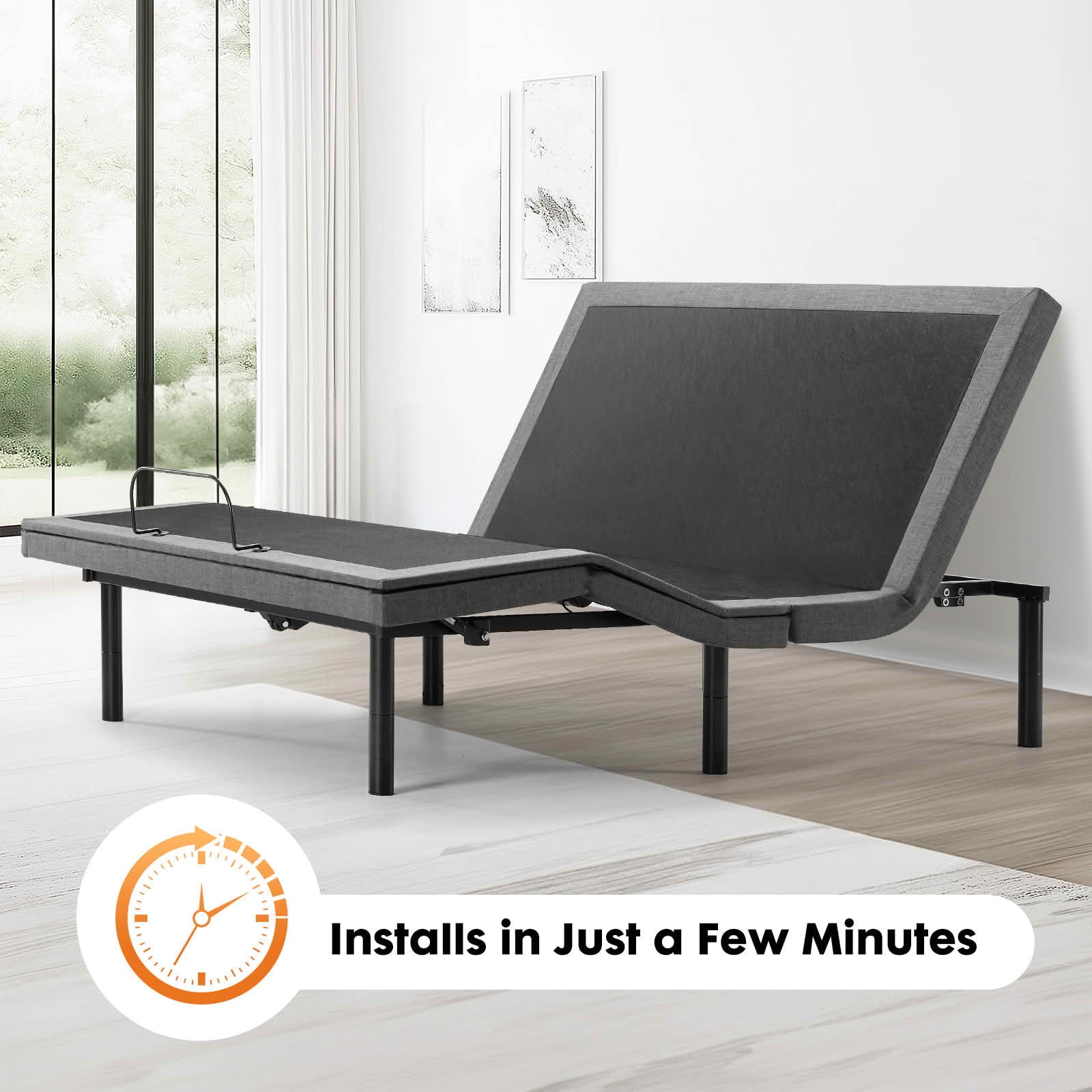 MAYEERTY Adjustable Electric Bed Base, Zero Gravity Wireless Remote Bed Frame, 0-60° Head & 0-40° Foot Incline, 750lbs Capacity for Twin XL/Full/Queen, Anti-Slip Bed Rails