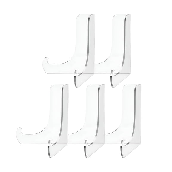 XIBUFE 5 Pack Acrylic Display Stand Plate Stand For Display Clear Easel Stand Display Holder For Card Frame Picture Magazine Book Phone
