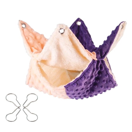 Pet Hamster Hammock Bed Warm Cage Accessories Hideout Play Soft with Hook Bedding Nest Toy for Small Animals Sugar Glider Parrot Ferret Mice Orange 30cm