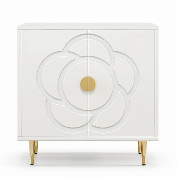 GETYES Modern Storage Cabinet with Floral Pattern Panel and Adjustable Shelf