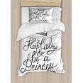 thumbnail image 1 of Keep Calm Twin Size Duvet Cover Set, Be a Princess Motivational Romantic Quote with Hand Letters Save the Date Print, Decorative 2 Piece Bedding Set with 1 Pillow Sham, Black White, by Ambesonne, 1 of 3