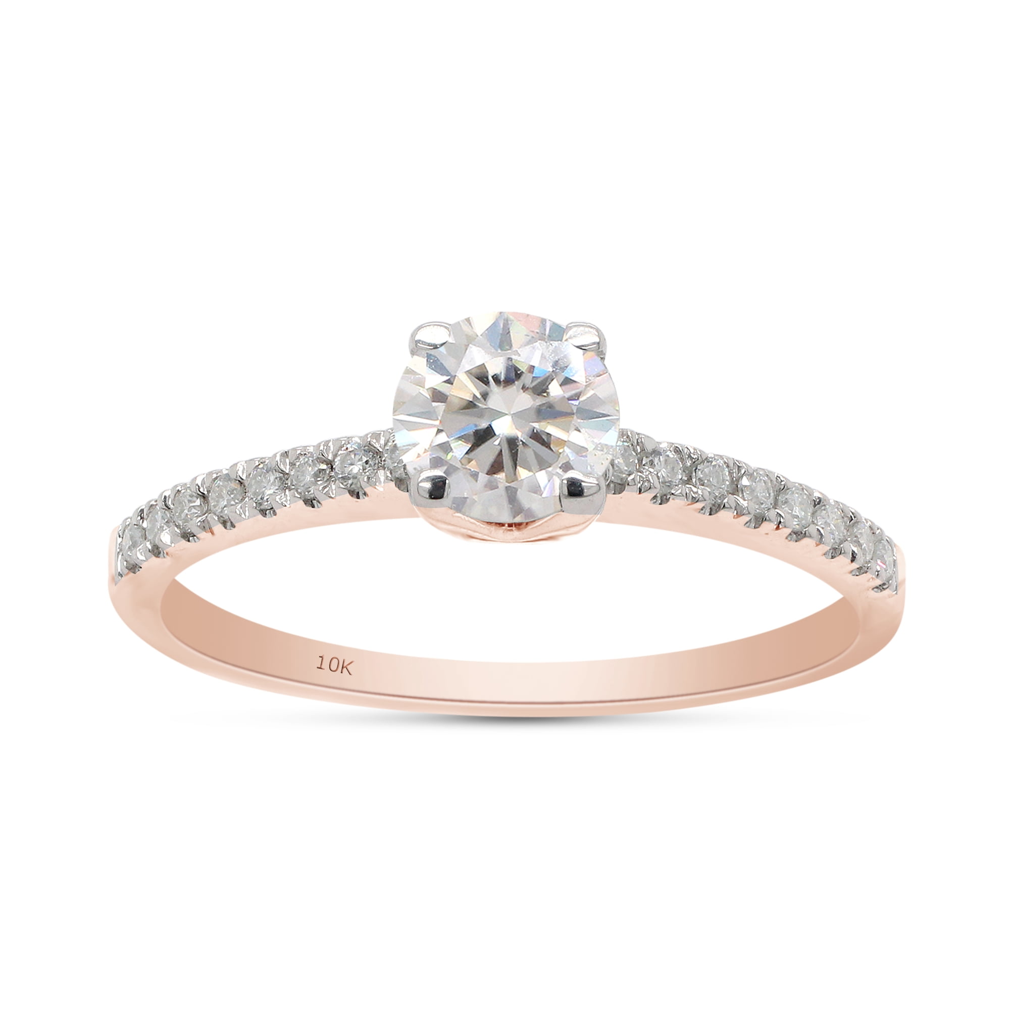 AFFY 0.50CT Round Lab Created Moissanite Diamond Solitaire Engagement Ring for Women in 10K Solid Rose Gold-4