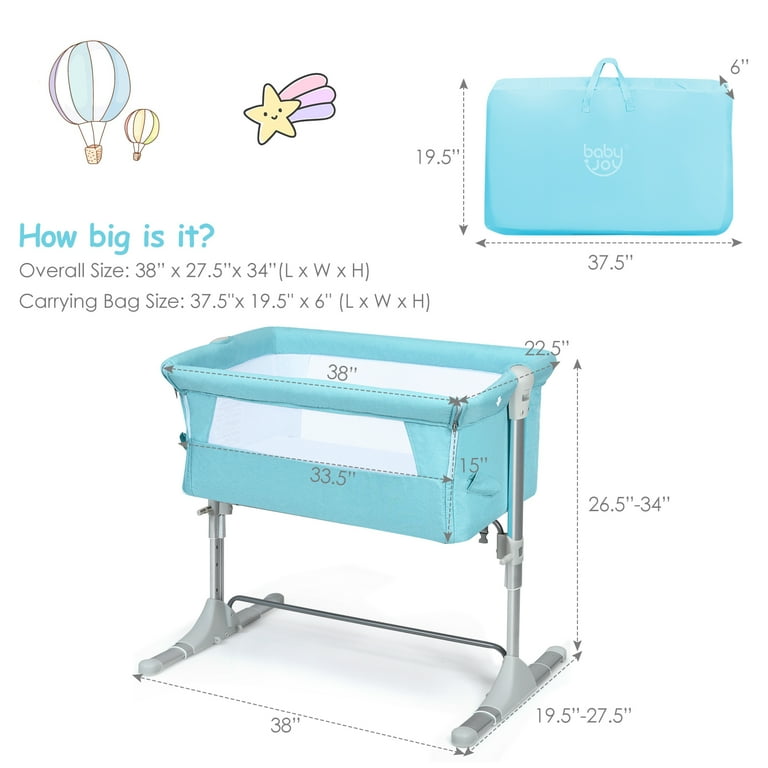 Coelon Height Adjustable Baby Travel Cot Foldable Portable Cot w Transport Bag Green