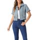 thumbnail image 1 of CAMISA DE TWEED PARA MUJER INSPIRADA CHIC CON TASSELES, LONGITUD CORTA, MANGA CORTA, TAMAÑO XL, AZUL, 1 of 6