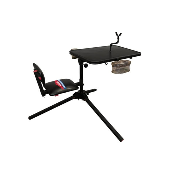 Birchwood Casey Xtreme Adjustable Shooting Bench with Thick Padded Back Rest, Seat, Cup Holder, Ez Access Gear Basket & Gear Hook