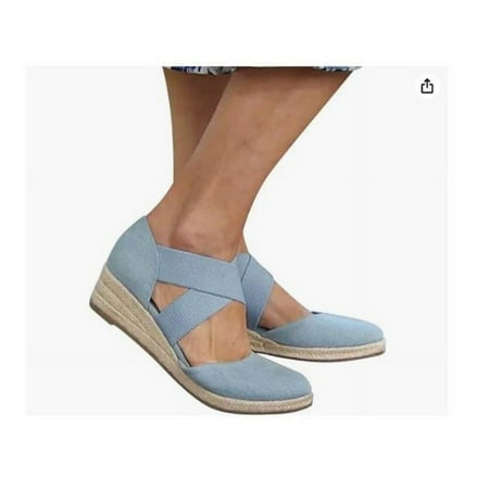 Large wedge fabric sandals  with rope  summer  casual  fashionable  women s  casual  solid leather shoes without cords