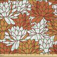 thumbnail image 2 of Ambesonne Floral Fabric by the Yard Microfiber, Overlapping Lotus Flower, 2 Yards, Pale Orange Vermilion, 2 of 4