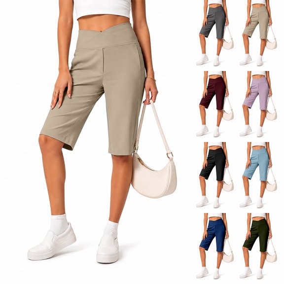 Breezora Women's High Waist Yoga Shorts – 5" Inseam Athletic Shorts with Pockets, Stretchy Summer Workout