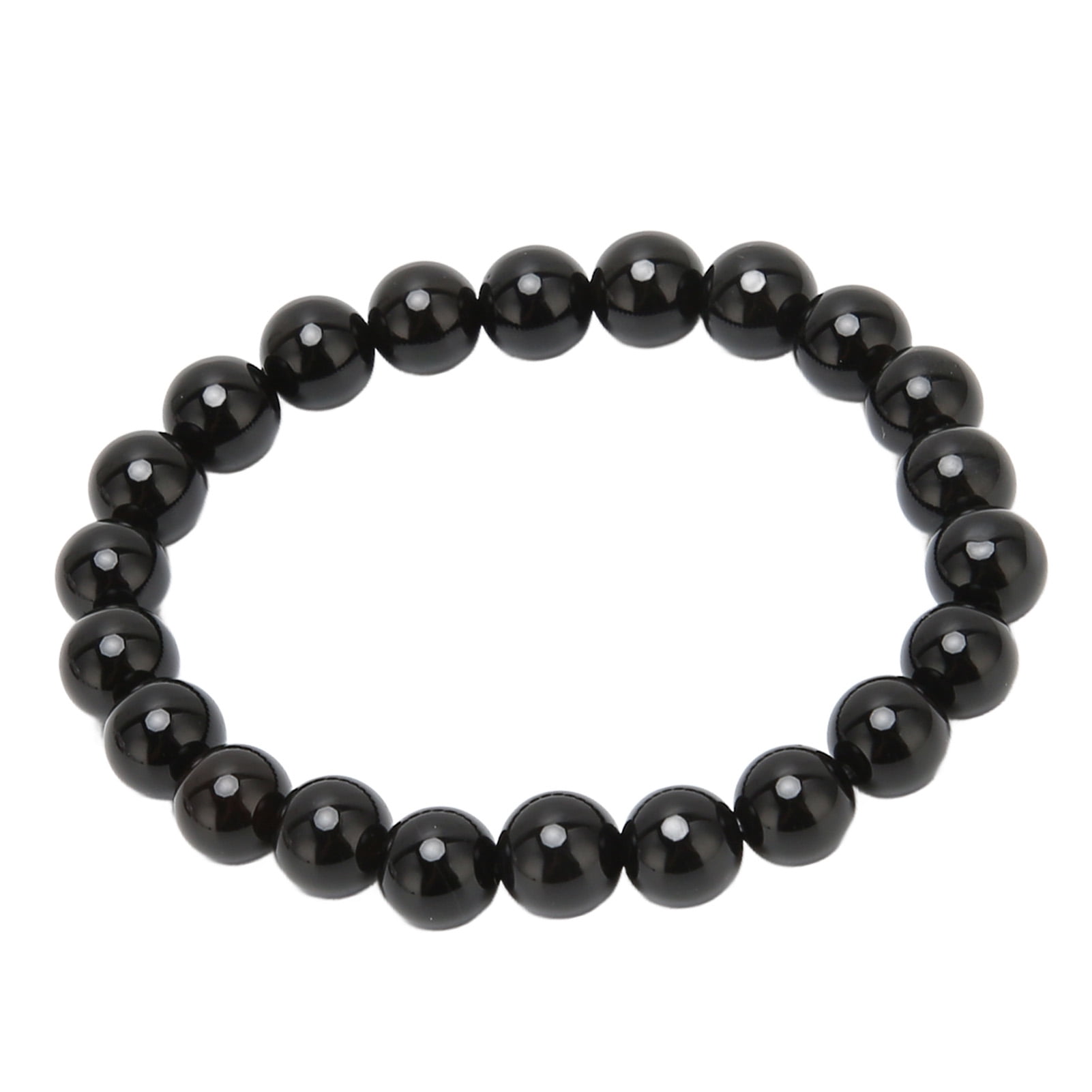 Black Agate Bracelet Single Circle Bead Black Bead Bracelet Fashionable Classic Stackable For Women Men Teen Unisex Walmart