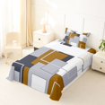 thumbnail image 5 of Homewish Patchwork Geometric Square Twin Sheets,Aesthetic Artwork Bedding,Yellow Gray,3 Pieces,1 Fitted Sheet and 1 Pillowcase, 5 of 6