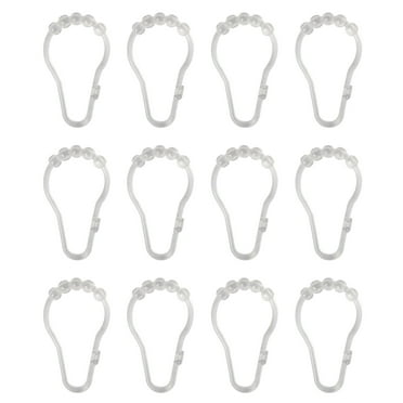 Mainstays Shower Curtain Rollerball Hooks, Easy Gliding, Clear, Set of 12