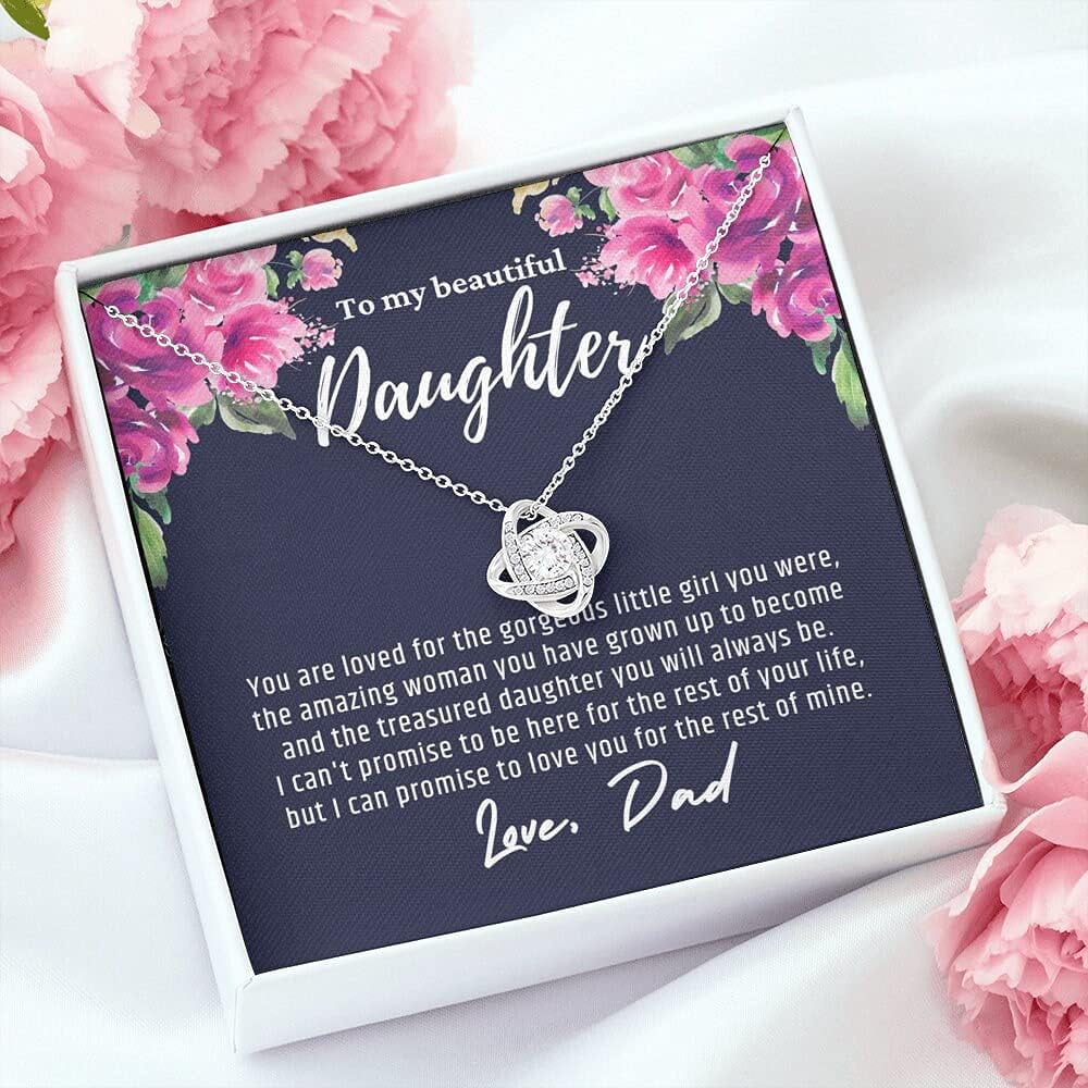 To My Daughter, Gift For Daughter From Dad, Daughter Necklace, Love Knot Necklace, Daughters Birthday Gift, Teen Daughter Gift, Gift For Herr, Anniversary Gift, Necklace Jewelry With Message Card,Box
