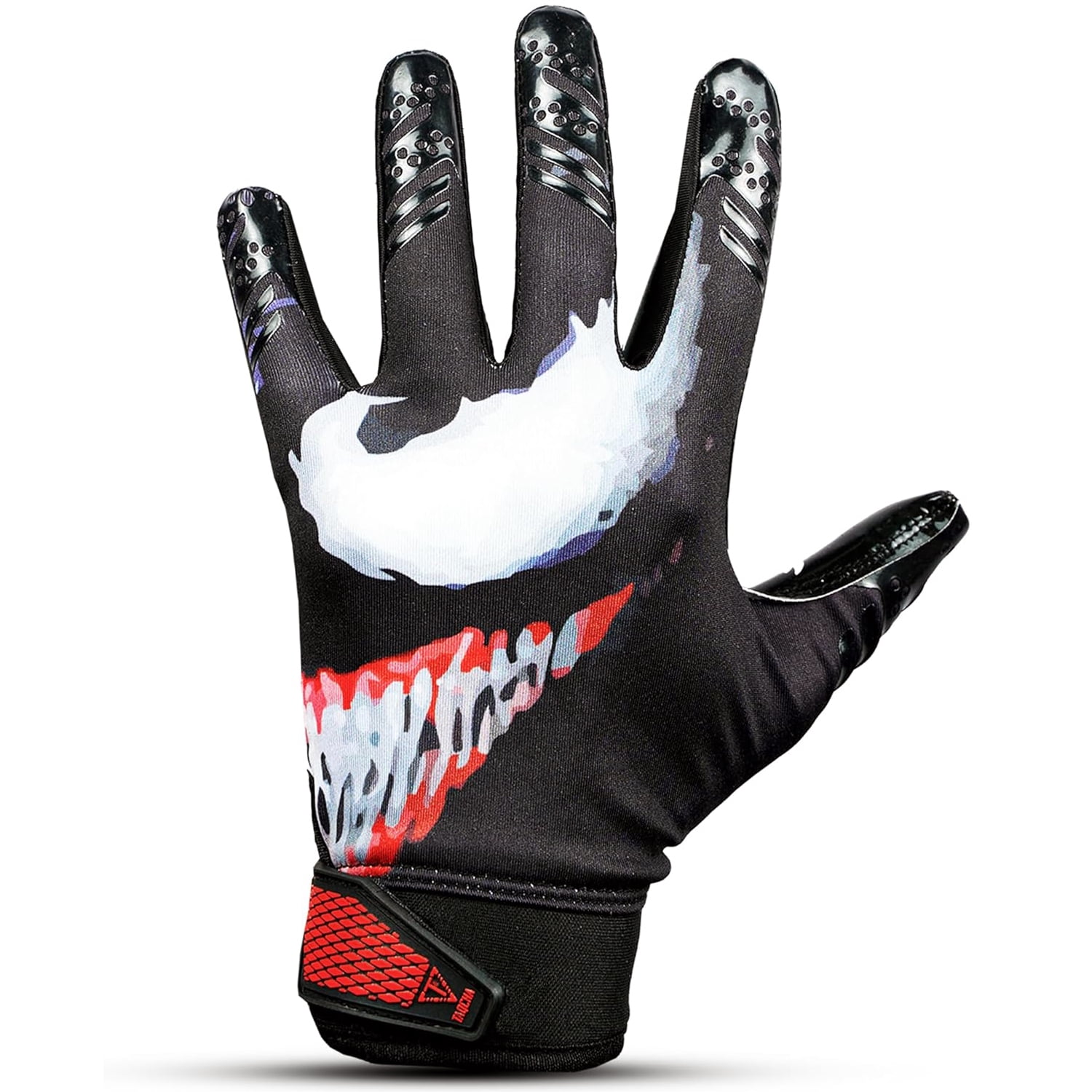 Lupine Rage Villain Football Receiver Gloves, Tacky Sticky Grip, Wide Receiver, Flag Football, Game Day and Training Youth (Black, Youth M-L)