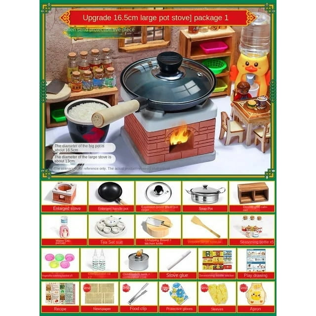 Mini Petits Jouets de Cuisine Cuisine Réelle Ensemble Complet Batterie de Cuisine Cuisine Version Réelle