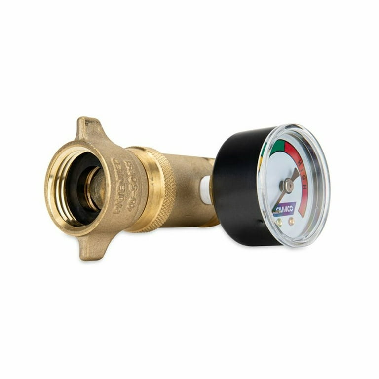 Camco Brass RV Water Pressure Regulator with Gauge 40063