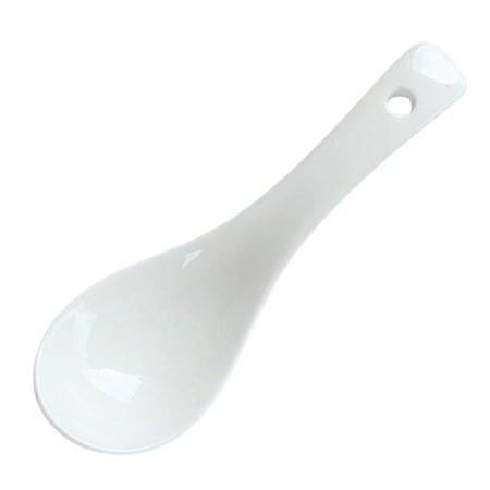 

Minimalist Pure White Ceramic Short Handle Soup Spoon