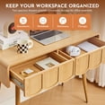 thumbnail image 5 of WIRRYTOR 39" Mid-Century Modern Home Office Writing Desk with 2 Scalloped Drawers, Small Computer Desk Vanity Table with Curved Edges, Natural, 5 of 10
