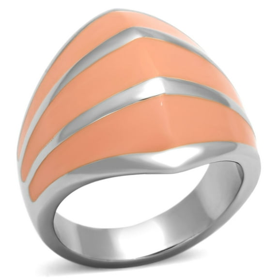 Luxe Jewelry Designs Women's Stainless Steel Ring with Orange Epoxy - Size 6 (Pack of 2)