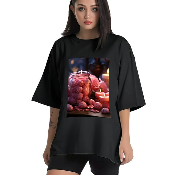 Plus Size Shirt for Women Black Tops for Women Short Sleeves Shirt for Women Valentine's Day (3) T Shirt Crewneck Shirt for Women XS