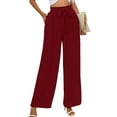 Chiclily Women's Belted Wide Leg Pants with Pockets Lightweight High Waisted Adjustable Tie Knot