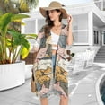thumbnail image 5 of Beach Vacation Clothes Kimono Cardigan Loose Swimsuit Cover Up for Women Sleeping Cats Face S, 5 of 6