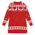 thumbnail image 4 of KANG Festive Knit-Style Bodycon Dress | Women's Long Sleeve Christmas Print Bandage Dress for Holiday PartiesRedM, 4 of 4